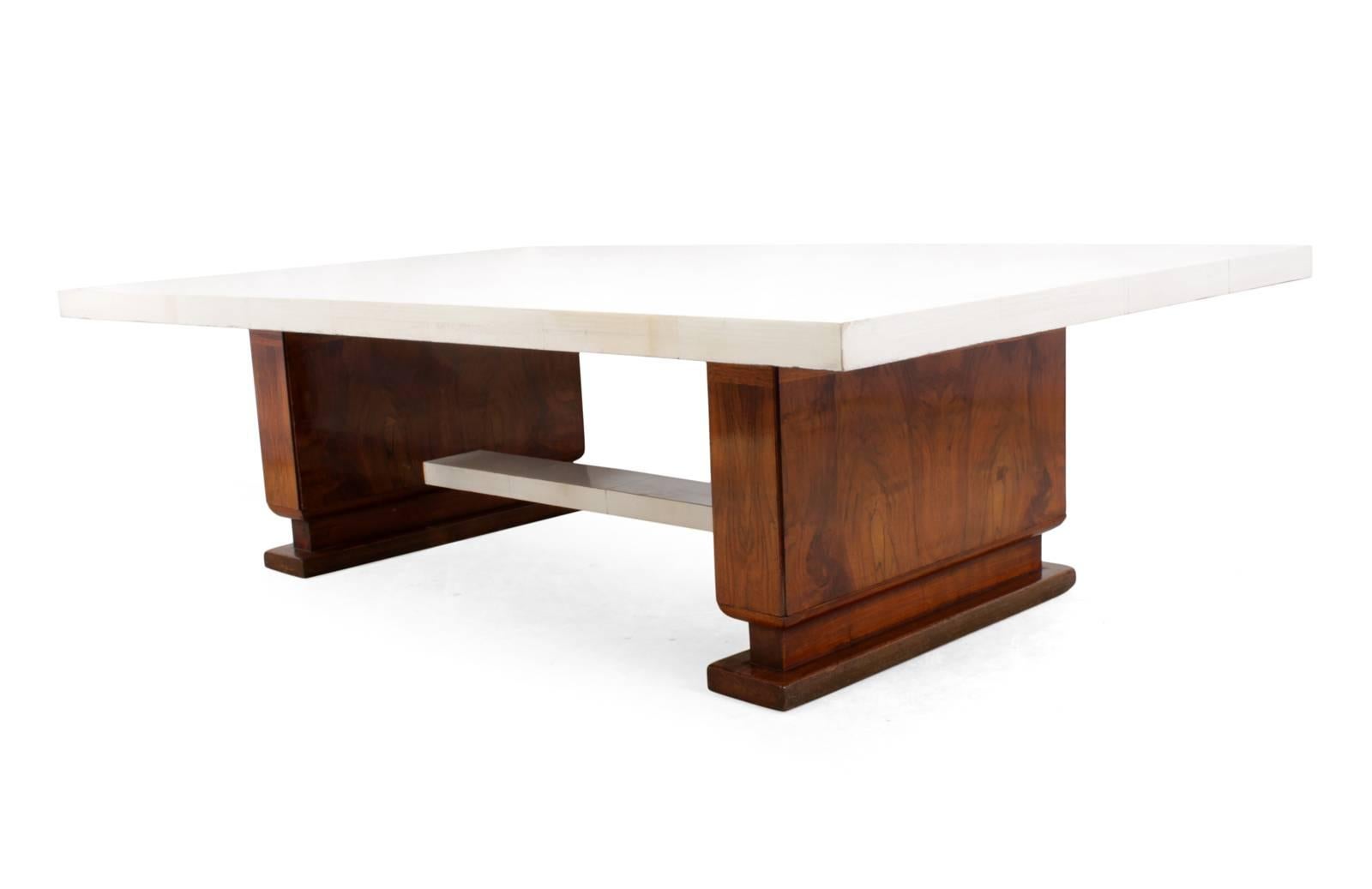 Art Deco Walnut and Parchment Coffee Table 4