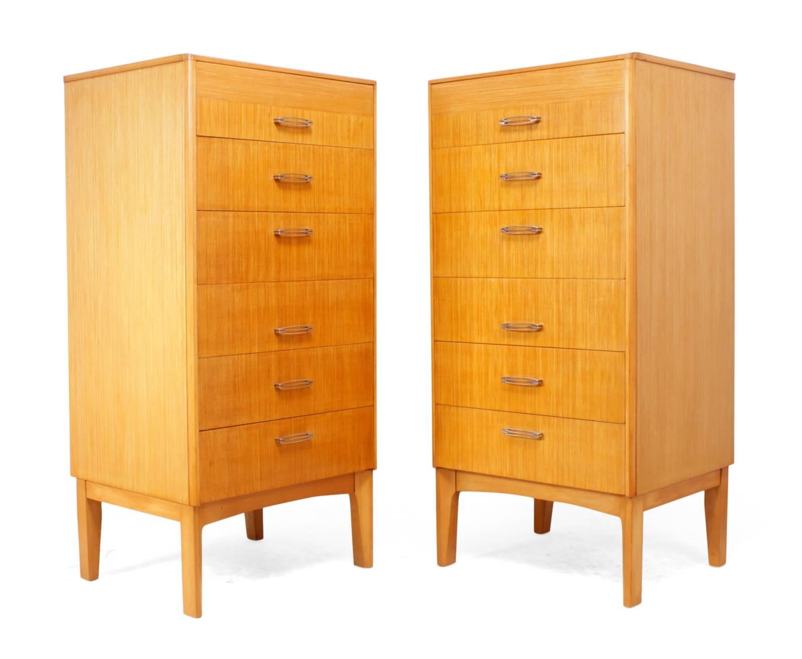 Early 20th Century Pair of Midcentury Tall Chest of Drawers