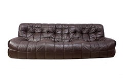 Midcentury Leather Kashima Sofa by Ligne Roset
