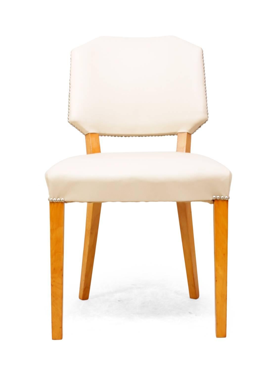 Birdseye Maple Set of Six Art Deco Dining Chairs