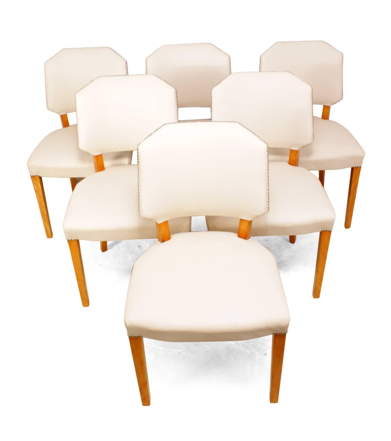 English Set of Six Art Deco Dining Chairs