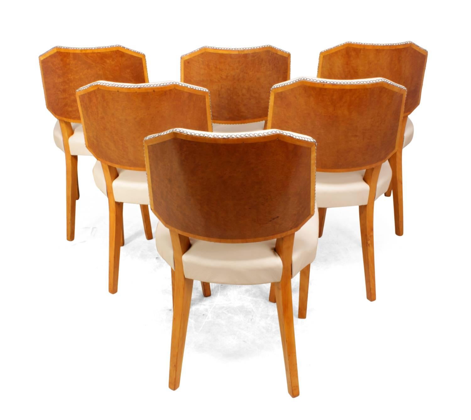 Mid-20th Century Set of Six Art Deco Dining Chairs