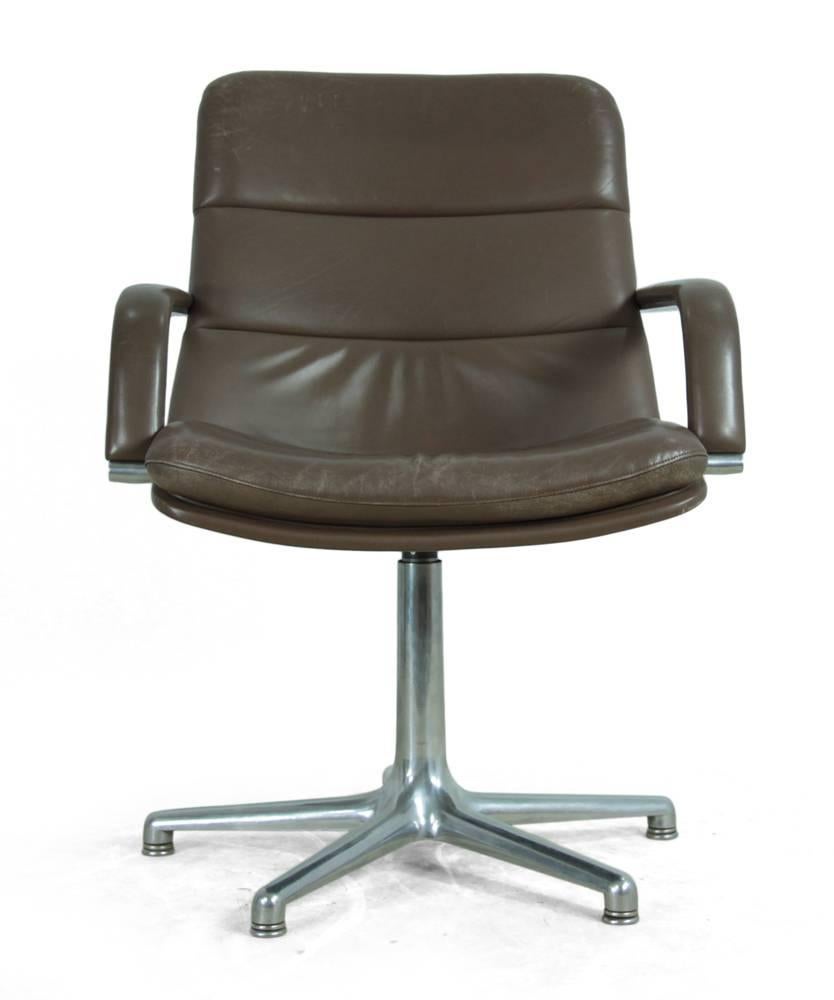 Mid-Century Modern Artifort Leather and Cast Aluminum Desk Chair