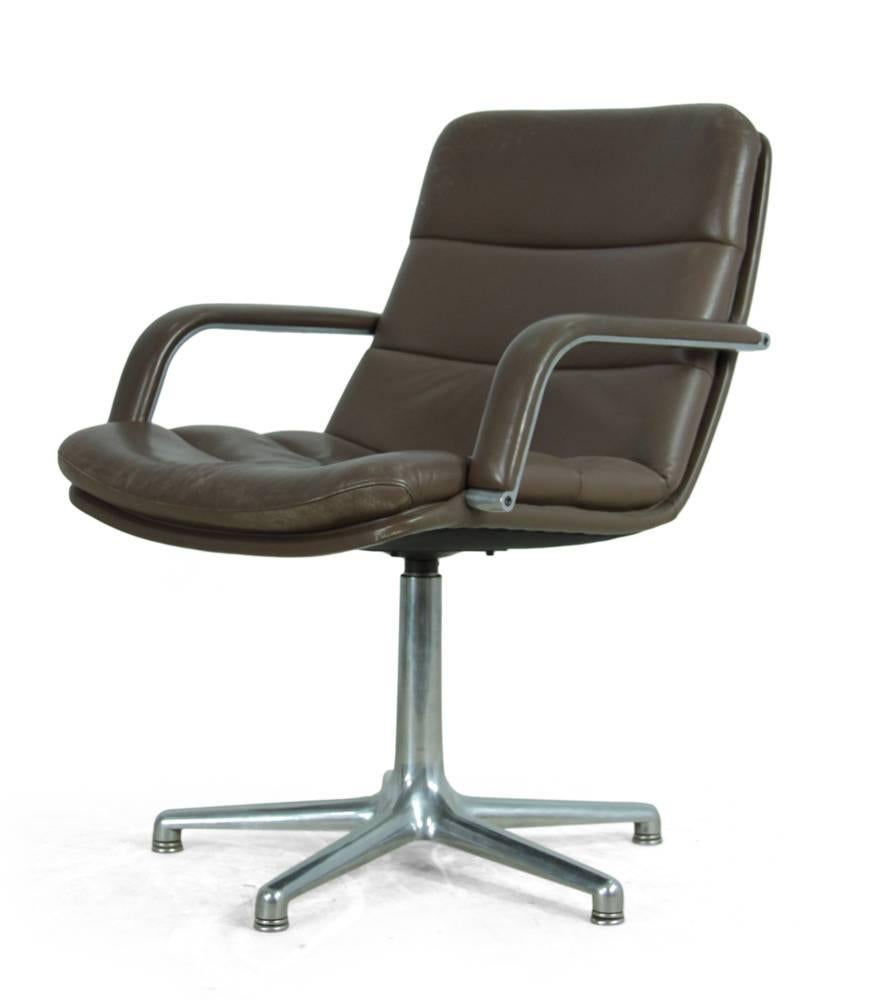 Artifort Leather and Cast Aluminum Desk Chair In Good Condition In Paddock Wood, Kent