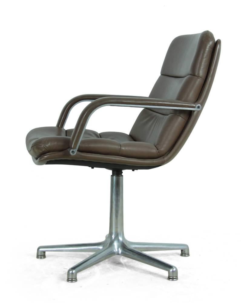 Late 20th Century Artifort Leather and Cast Aluminum Desk Chair