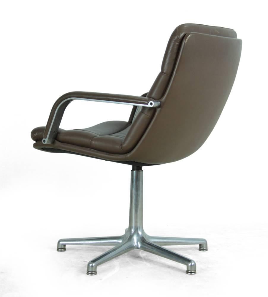 Artifort Leather and Cast Aluminum Desk Chair 1