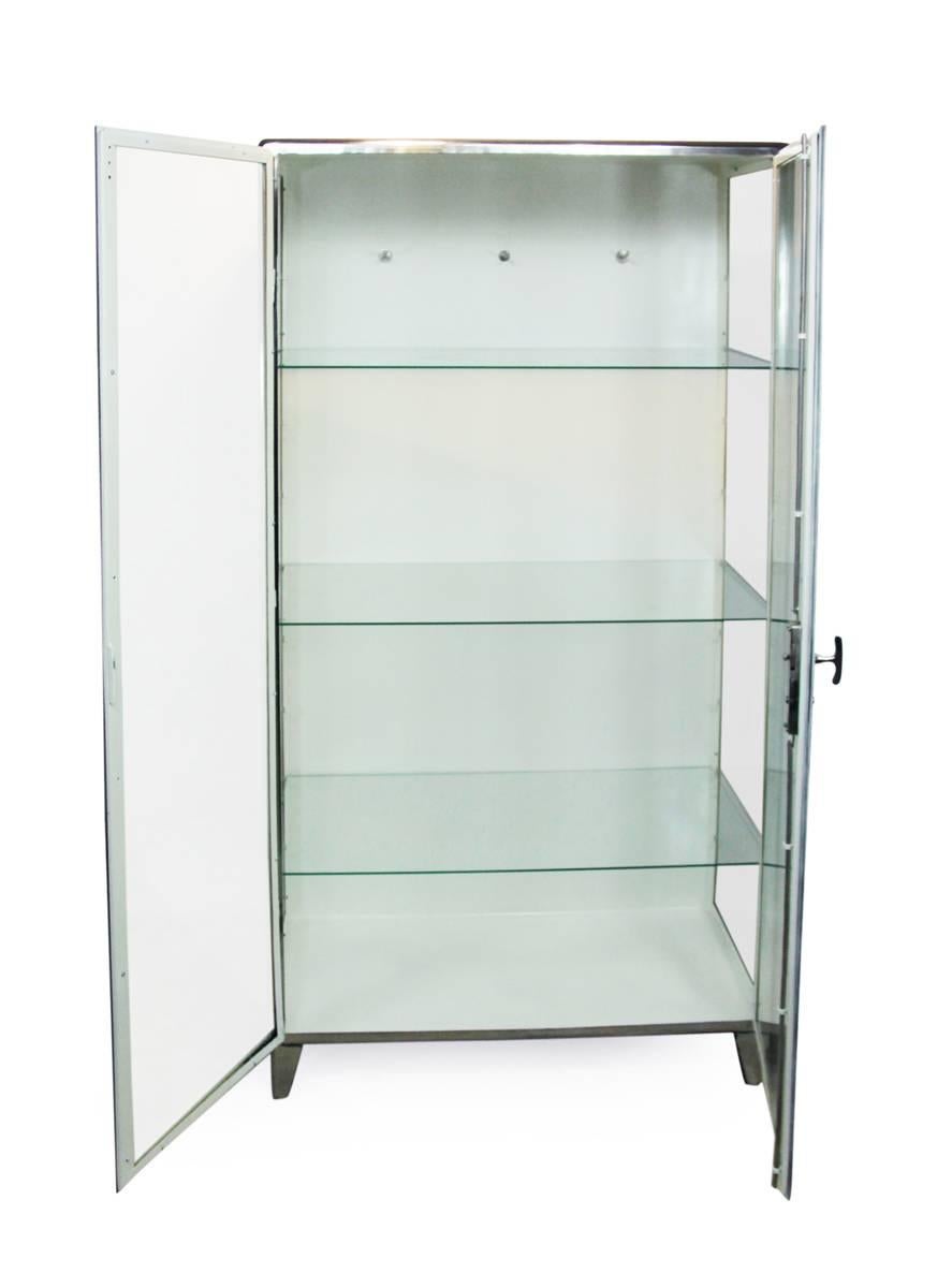 Polished Steel Medical Cabinet In Good Condition In Paddock Wood, Kent