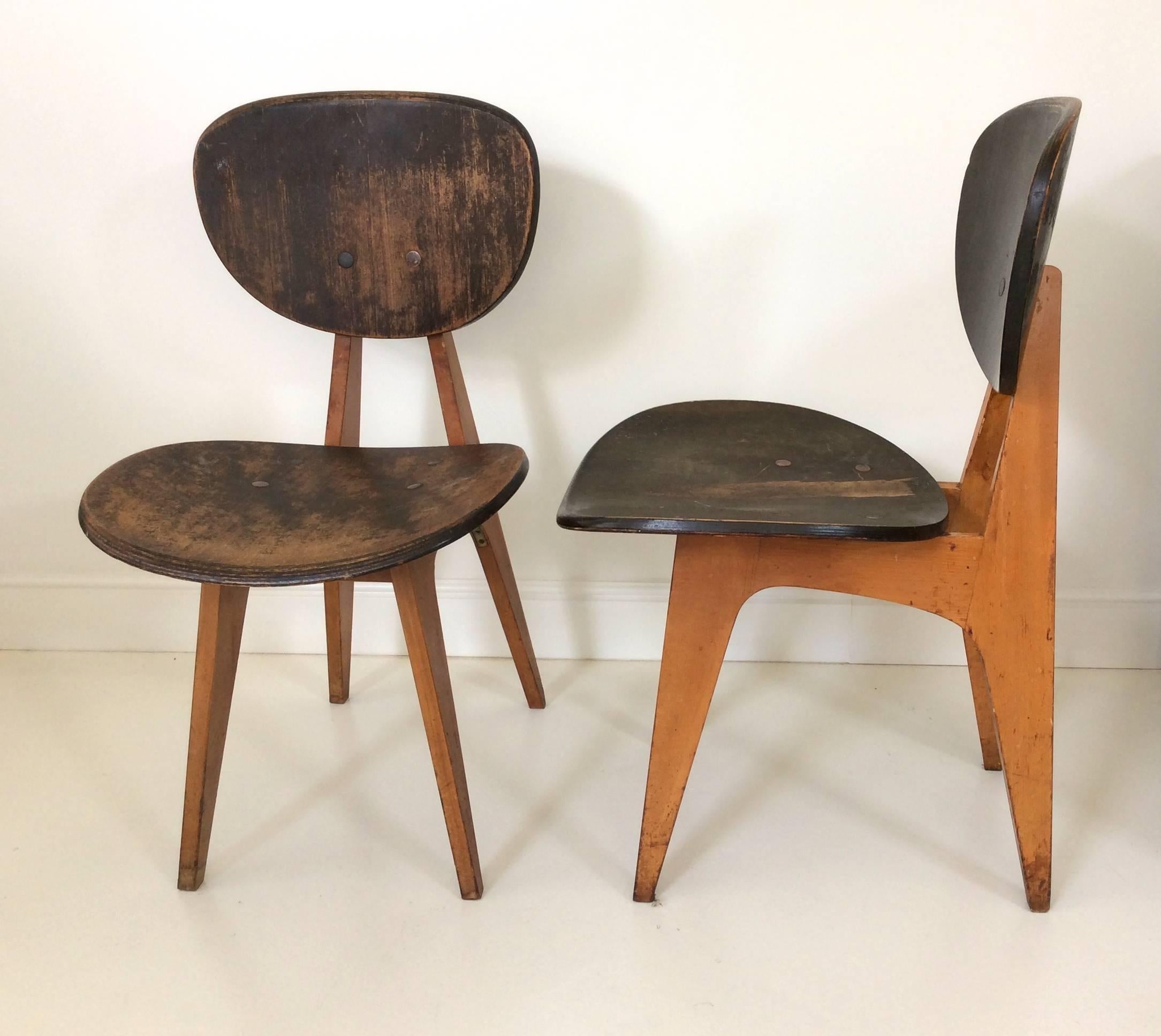 Painted Pair of Original 1960 Chairs by Daisaku Choh, Japan