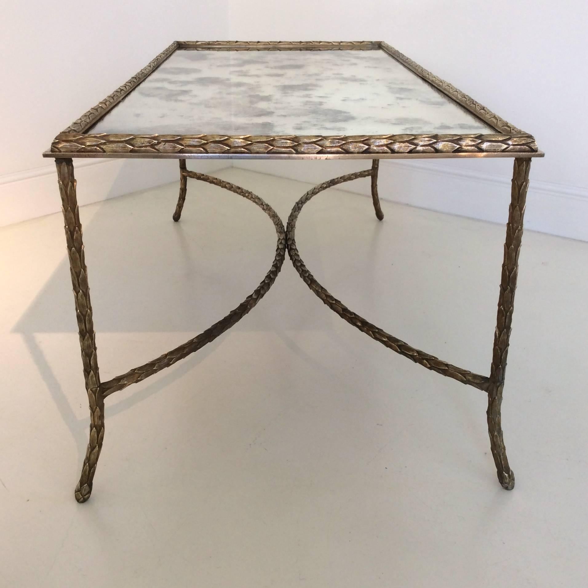 Mid-Century Modern Maison Baguès Gilt Bronze Coffee Table, circa 1950, France