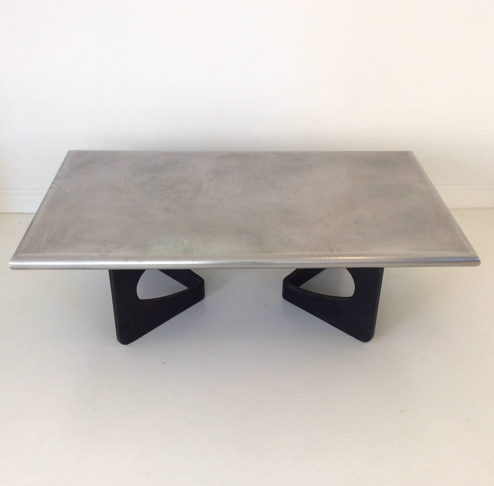 Mid-Century Modern Elegant Acid Etched Aluminium Coffee Table, circa 1970