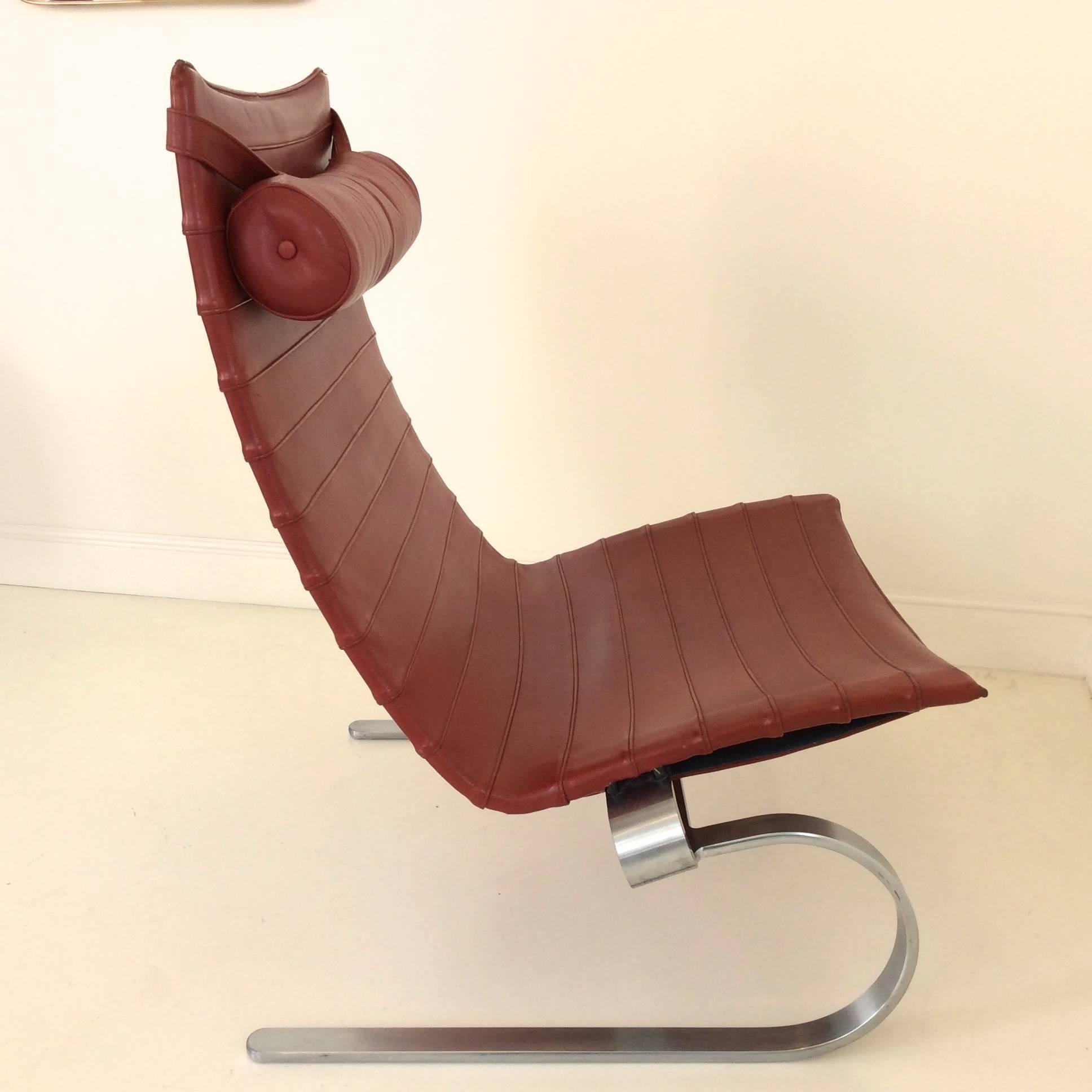 PK-20 Leather Lounge Chair by Poul Kjærholm In Good Condition In Brussels, BE