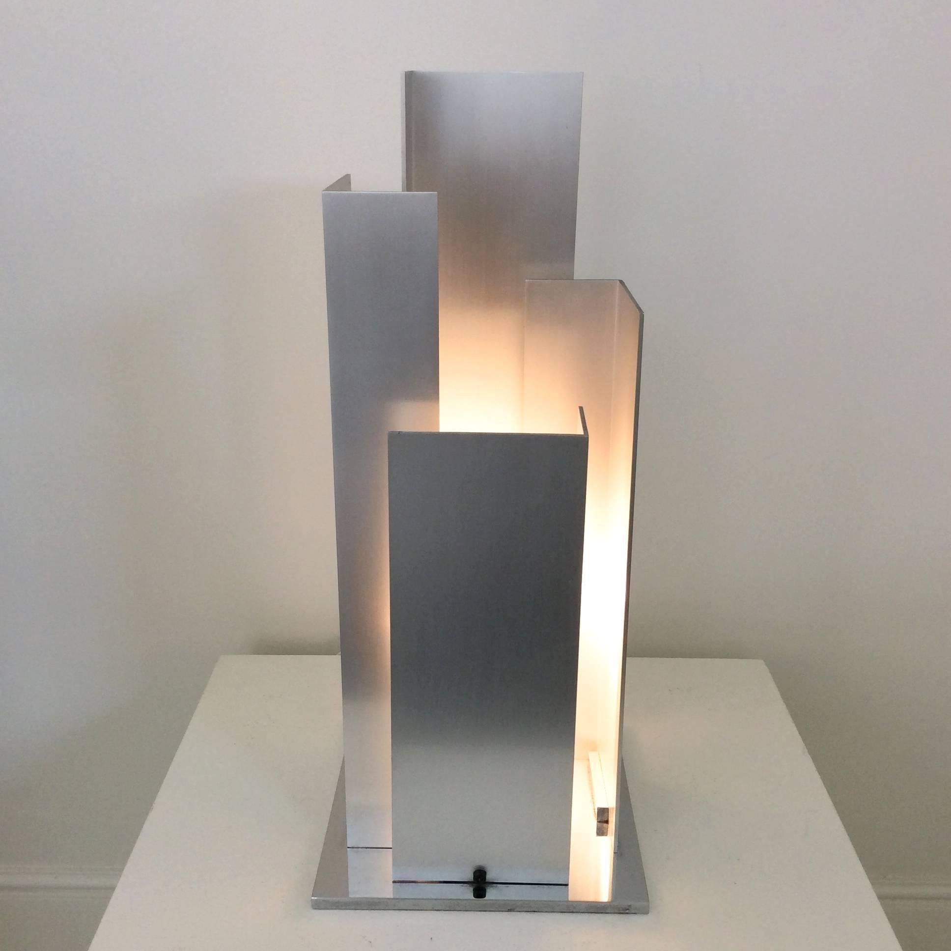 Late 20th Century Sculptural Aluminium and Chromed Steel Table Lamp, Italy, circa 1970