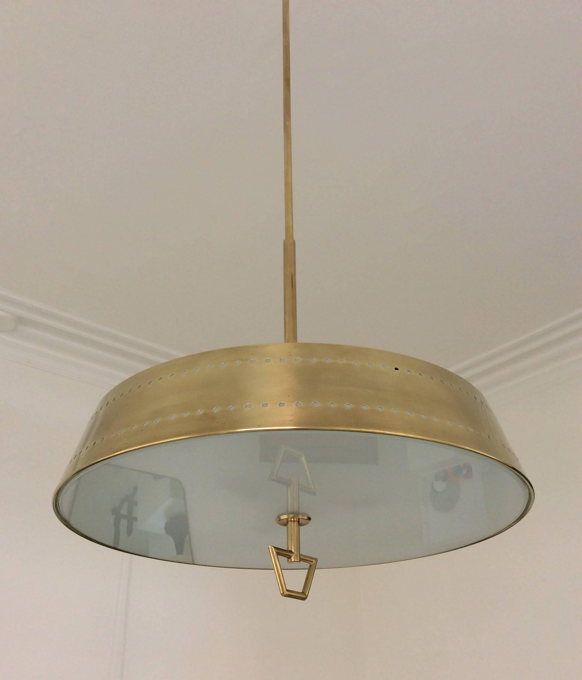 Italian Stilnovo Brass Hanging Lamp, Italy, circa 1950