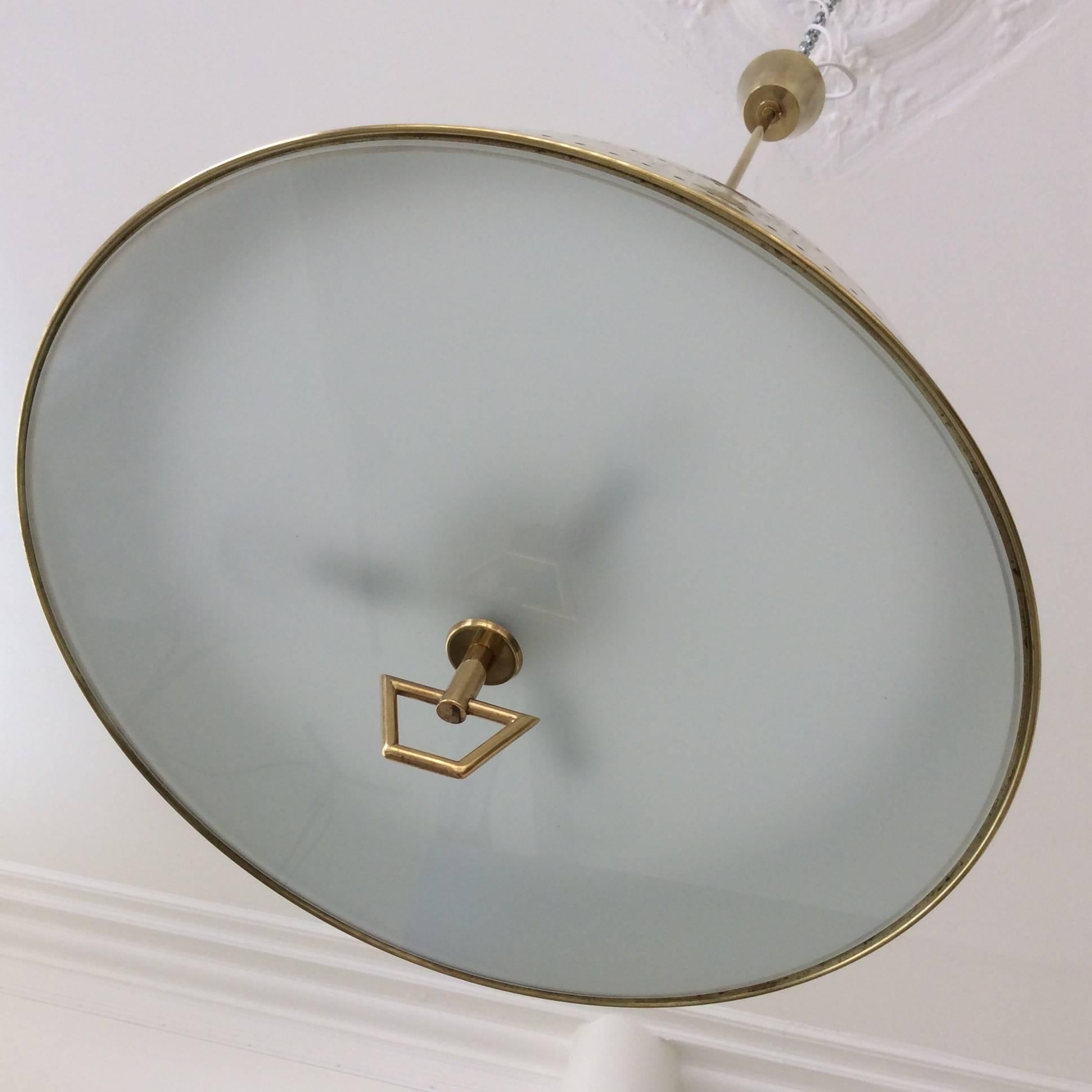Stilnovo Brass Hanging Lamp, Italy, circa 1950 In Good Condition In Brussels, BE