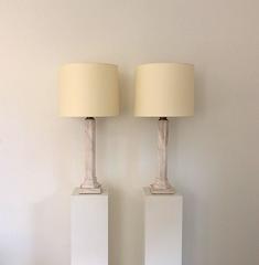 Jan Vlug Pair of Large Marble Table Lamps, circa 1975, Belgium