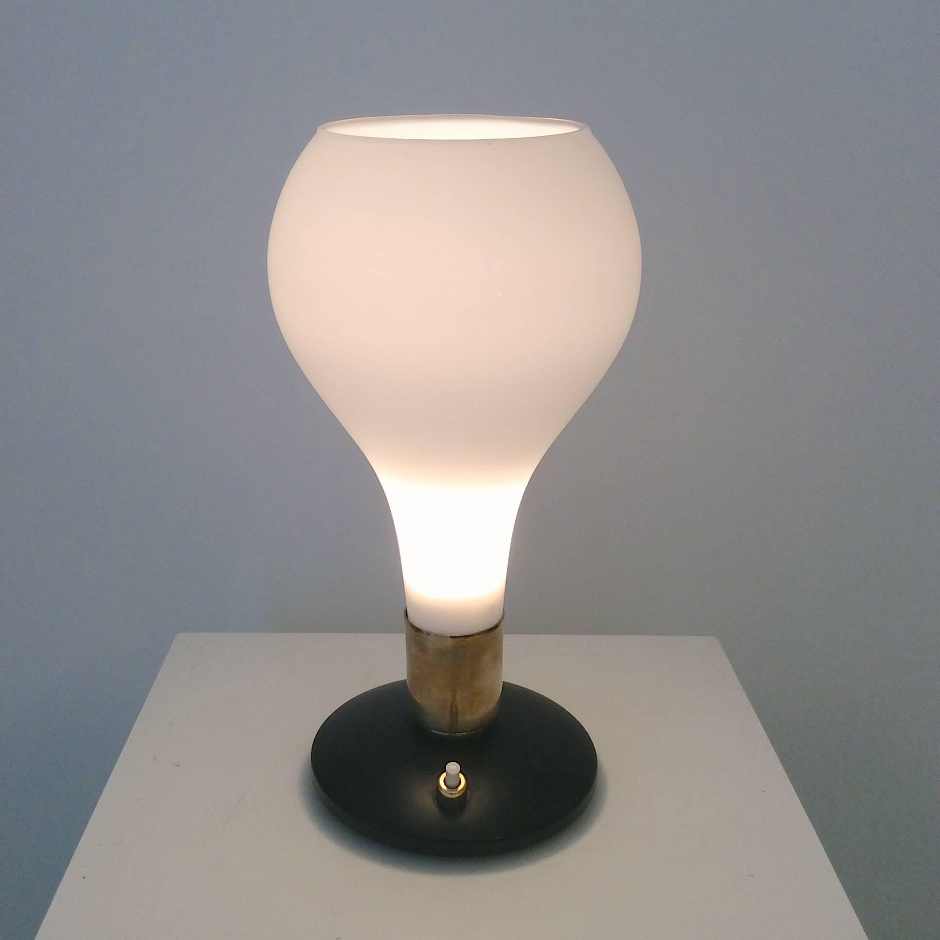 Lacquered Opaline Table Lamp circa 1960, Italy