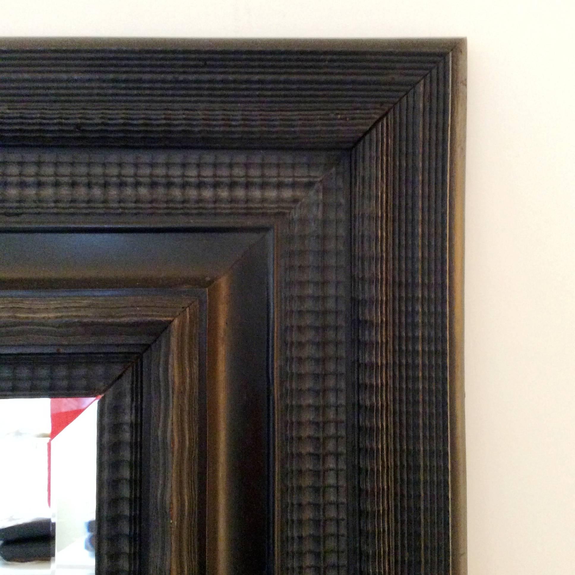 20th Century Large Black Wood Italian Mirror, circa 1930