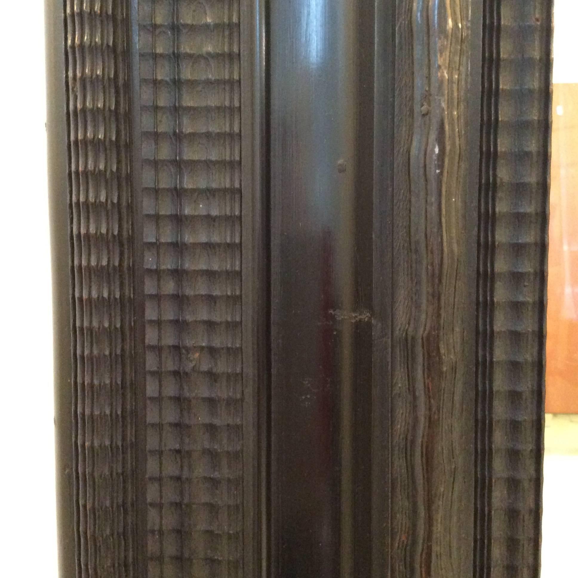 Large Black Wood Italian Mirror, circa 1930 2