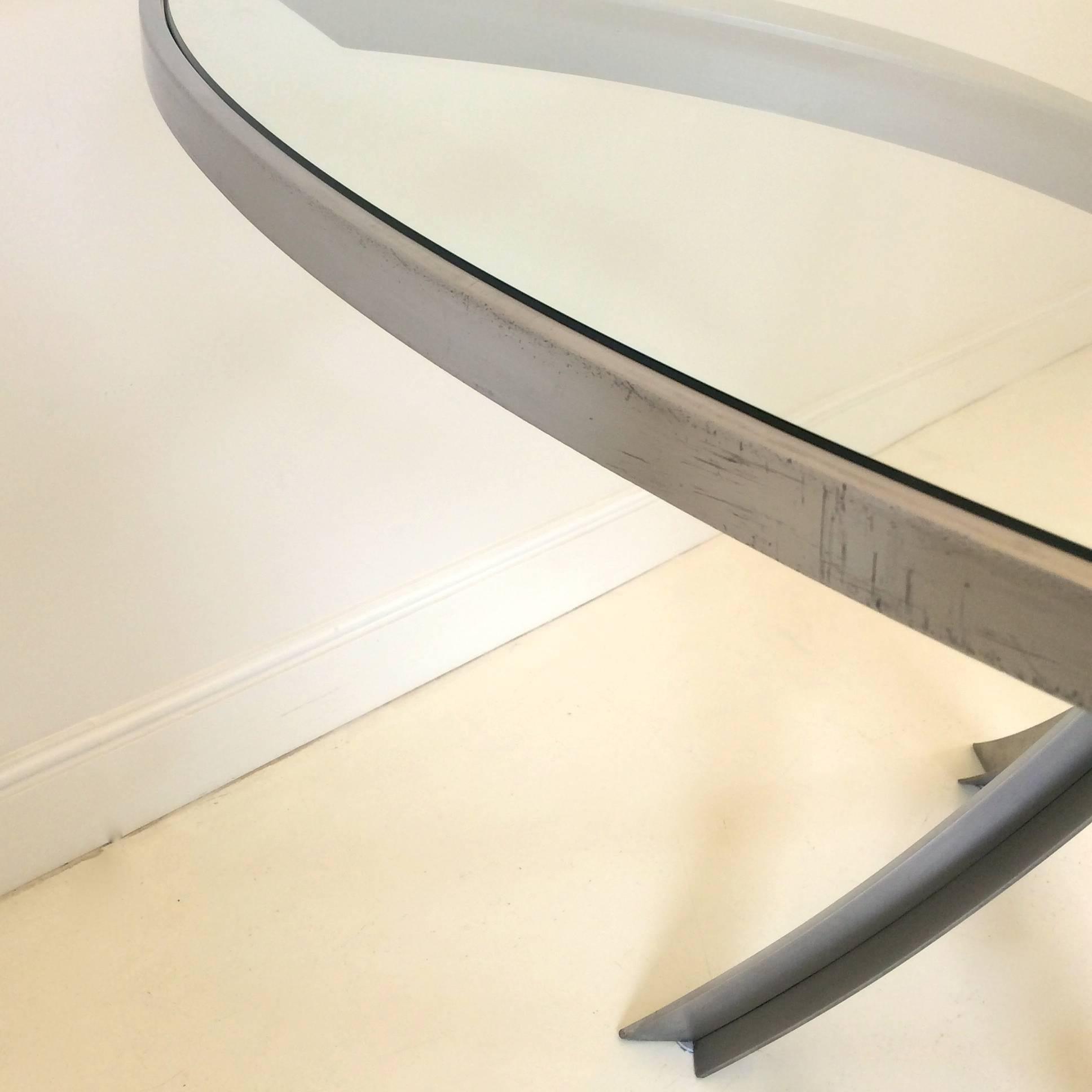 Xavier Feal Round Table, Brushed Steel, circa 1970, France 2