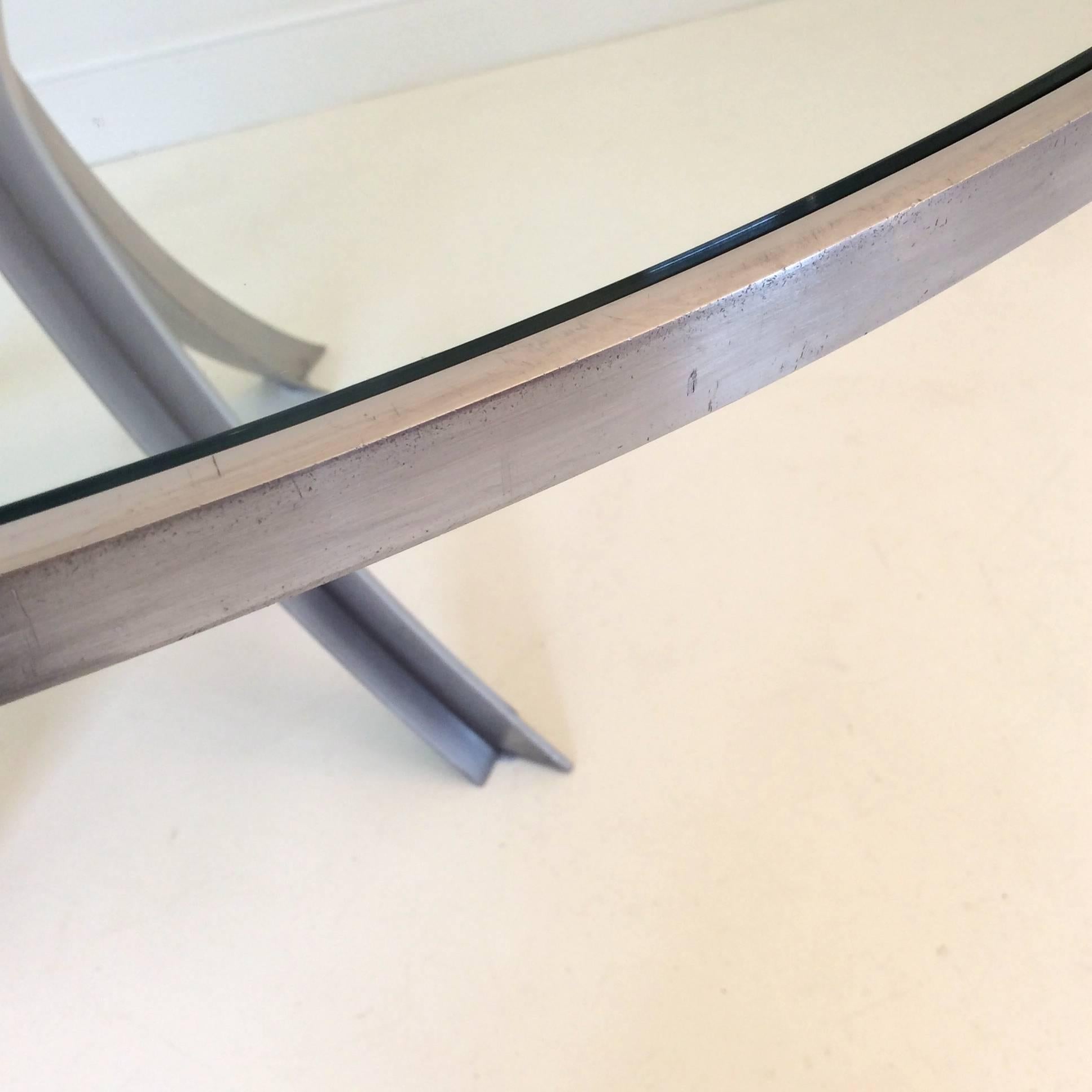 Xavier Feal Round Table, Brushed Steel, circa 1970, France 3
