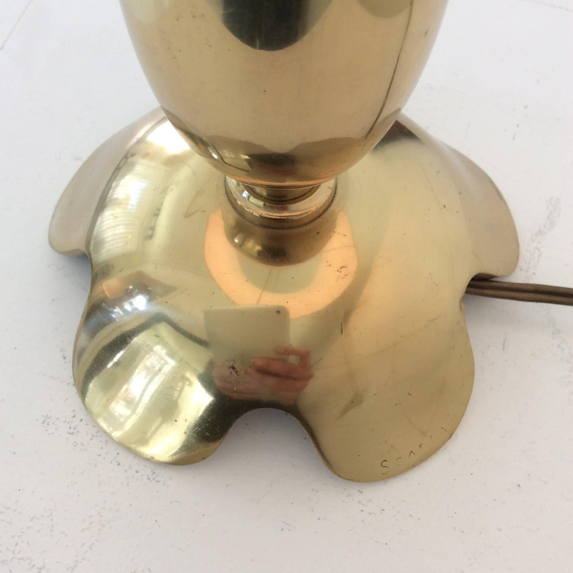 Polished Scarpa Signed Brass Table Lamp