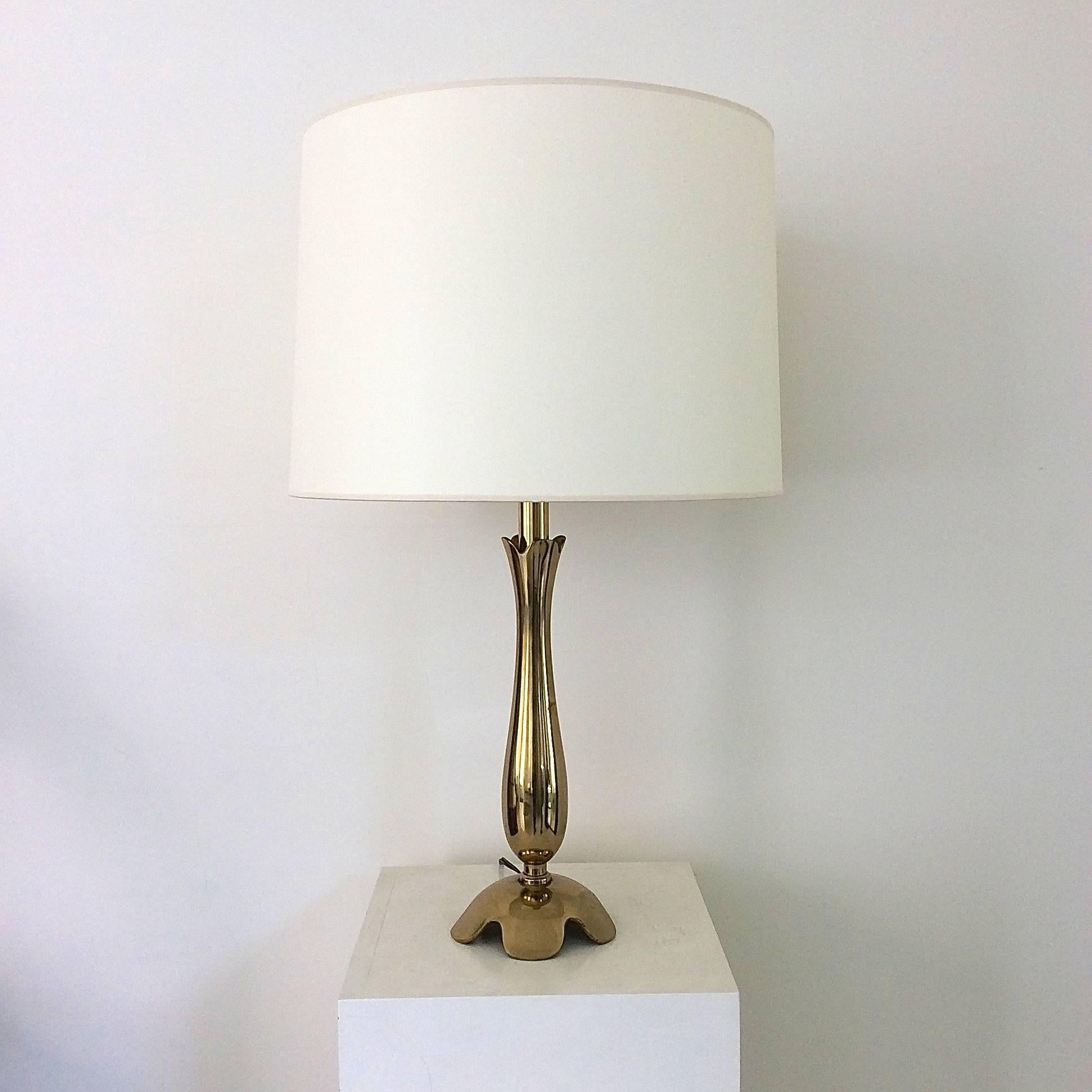 French Scarpa Signed Brass Table Lamp