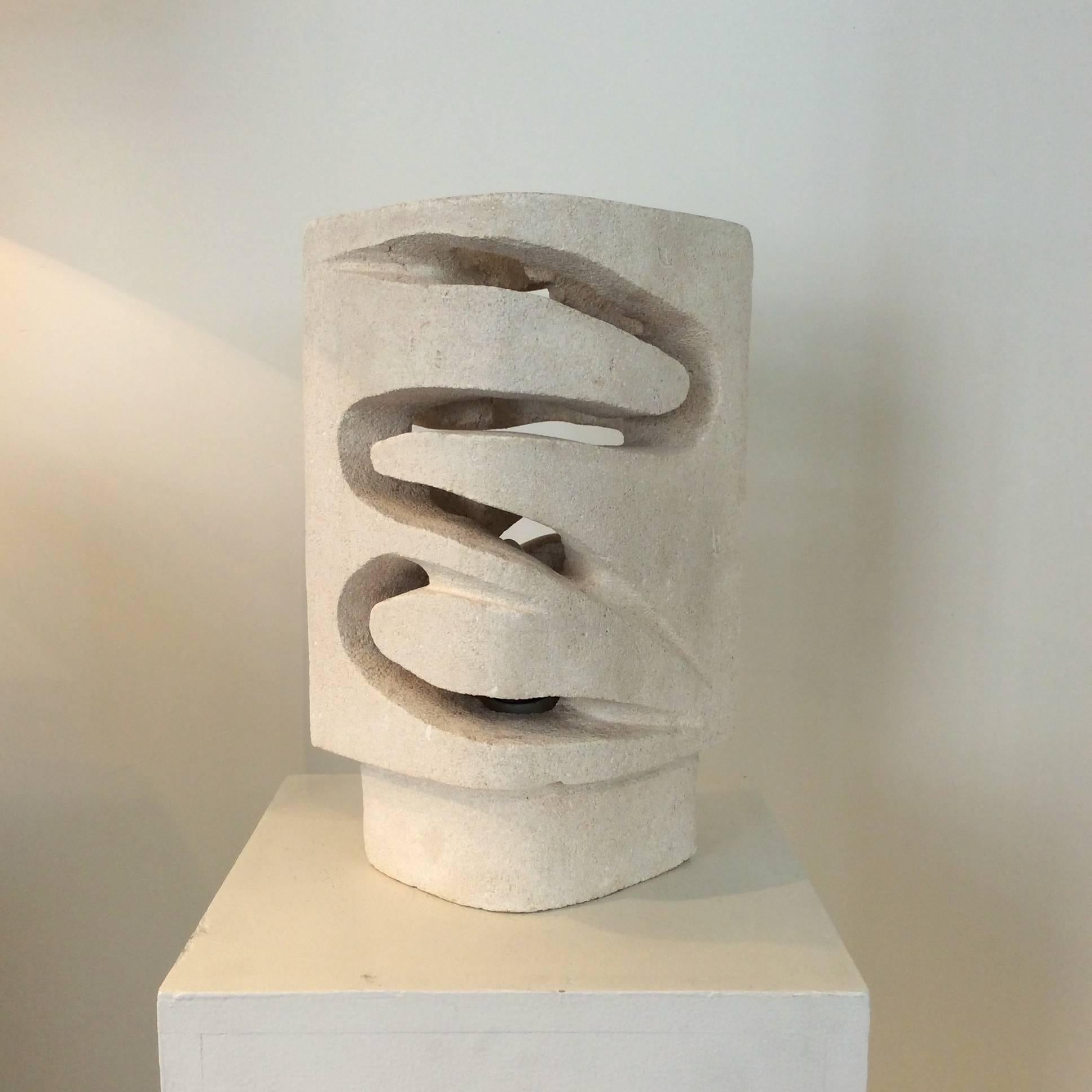 Late 20th Century Sculptural Limestone Table Lamp, circa 1970, France