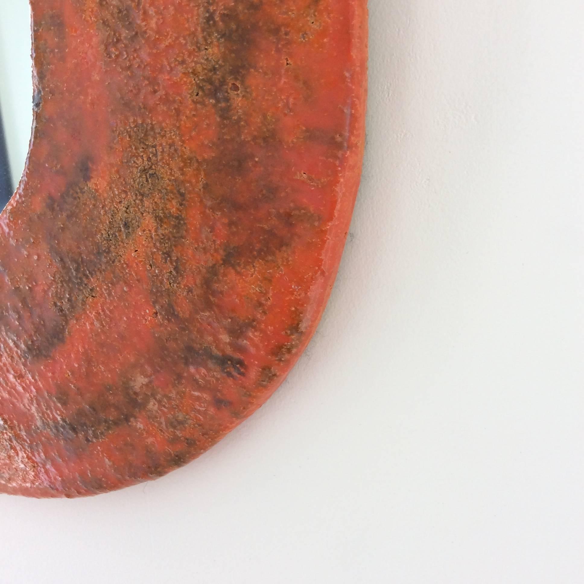 Mid-Century Modern Ceramic Mirror, Juliette Derel Attributed, circa 1950, France