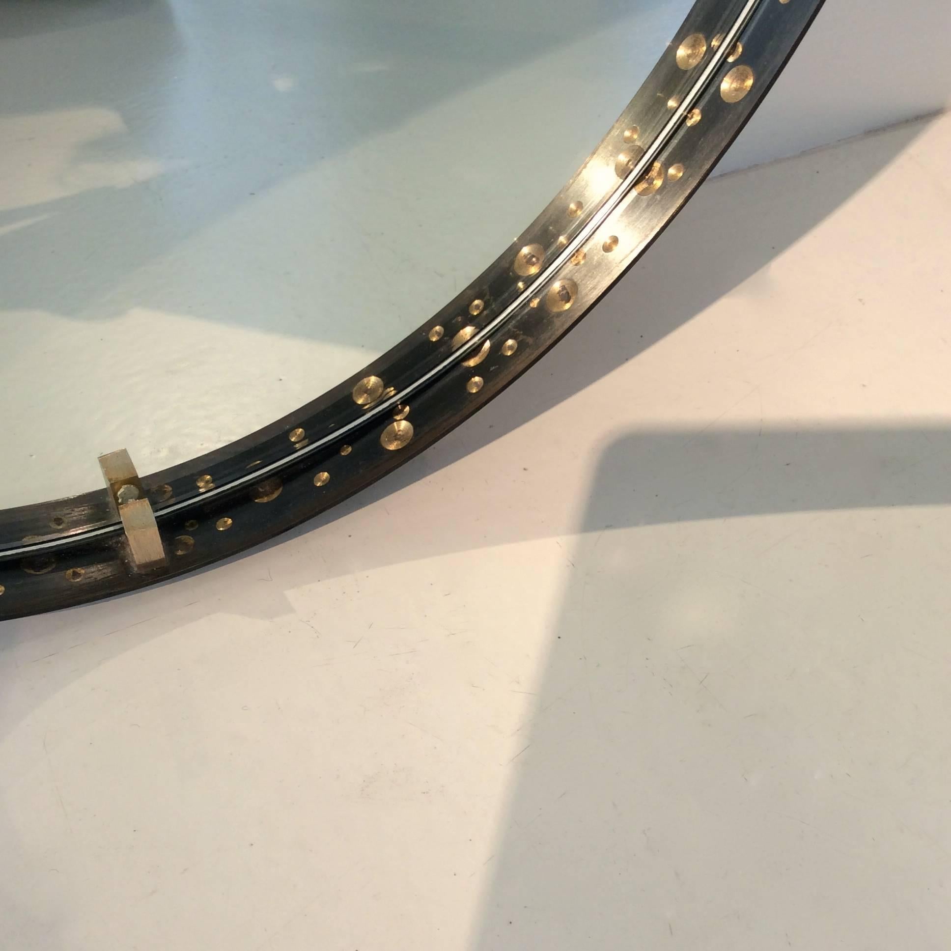 Black and Gold Italian Mirror, circa 1960 In Good Condition In Brussels, BE