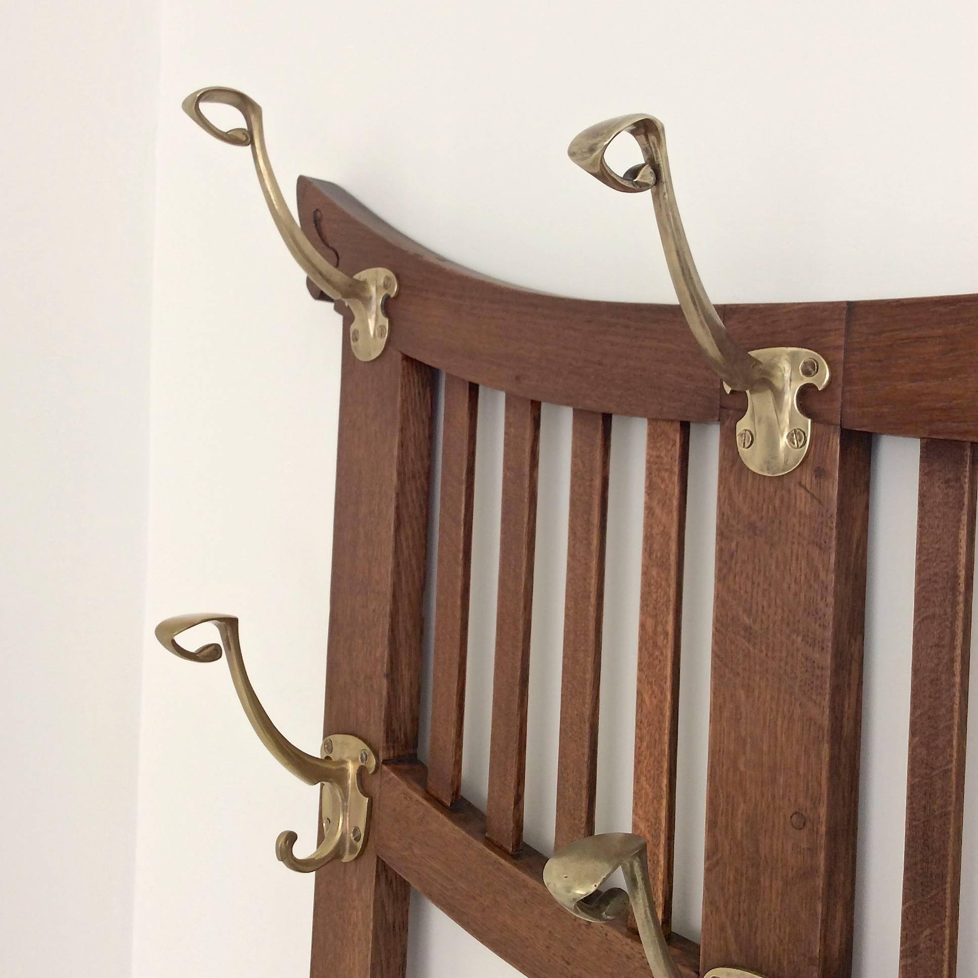 Gustave Serrurier-Bovy Wall Coat Rack, circa 1900, Belgium In Good Condition In Brussels, BE