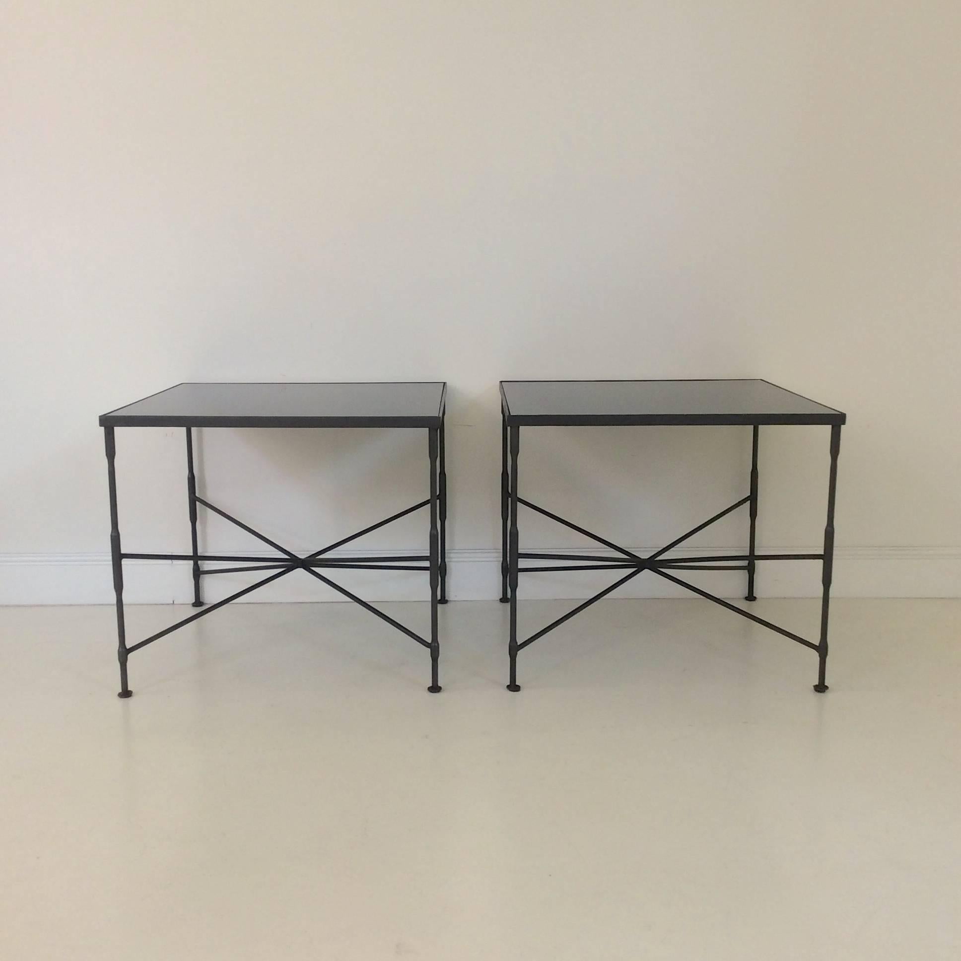 Mid-Century Modern Pair of Metal Side Tables, circa 1970, France