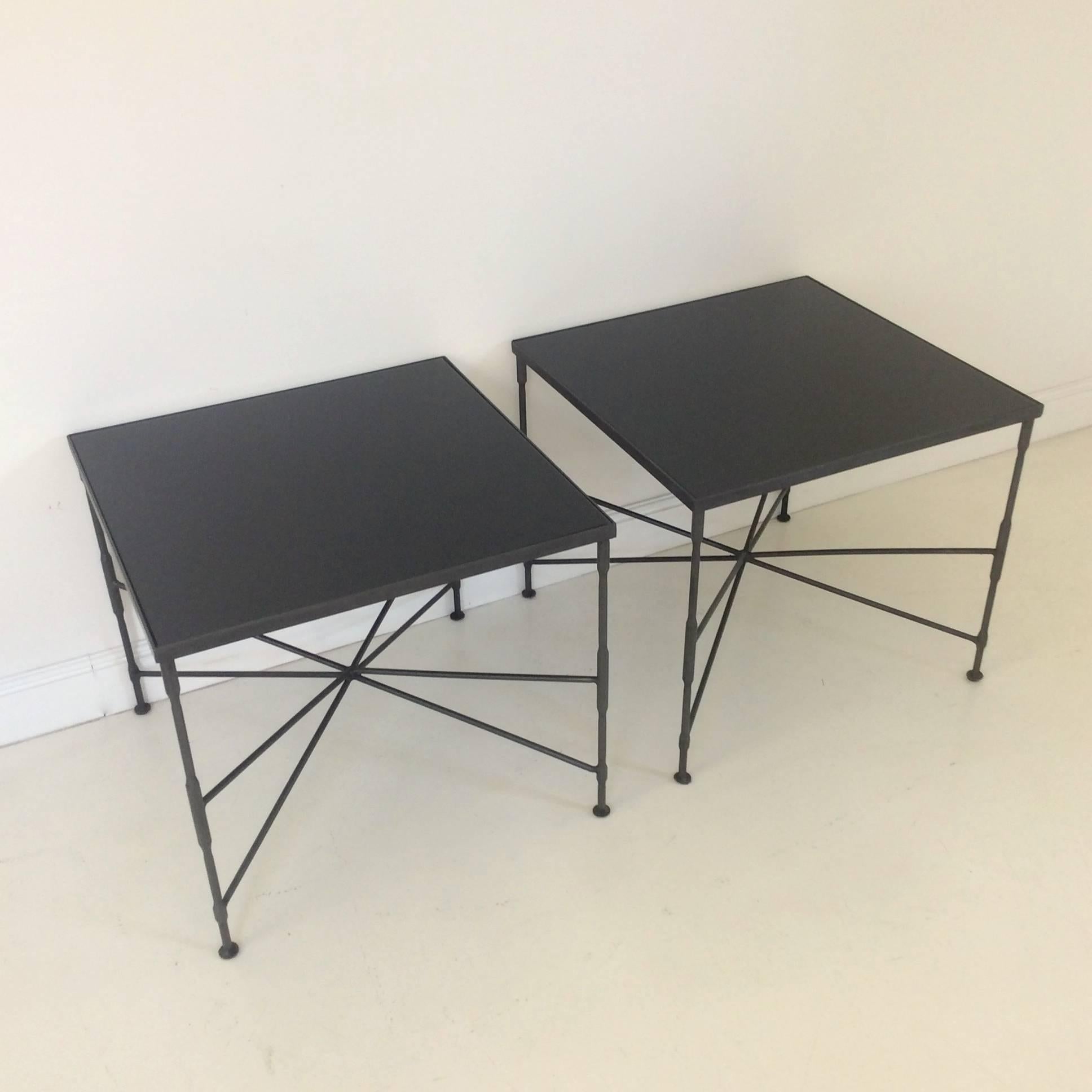 French Pair of Metal Side Tables, circa 1970, France