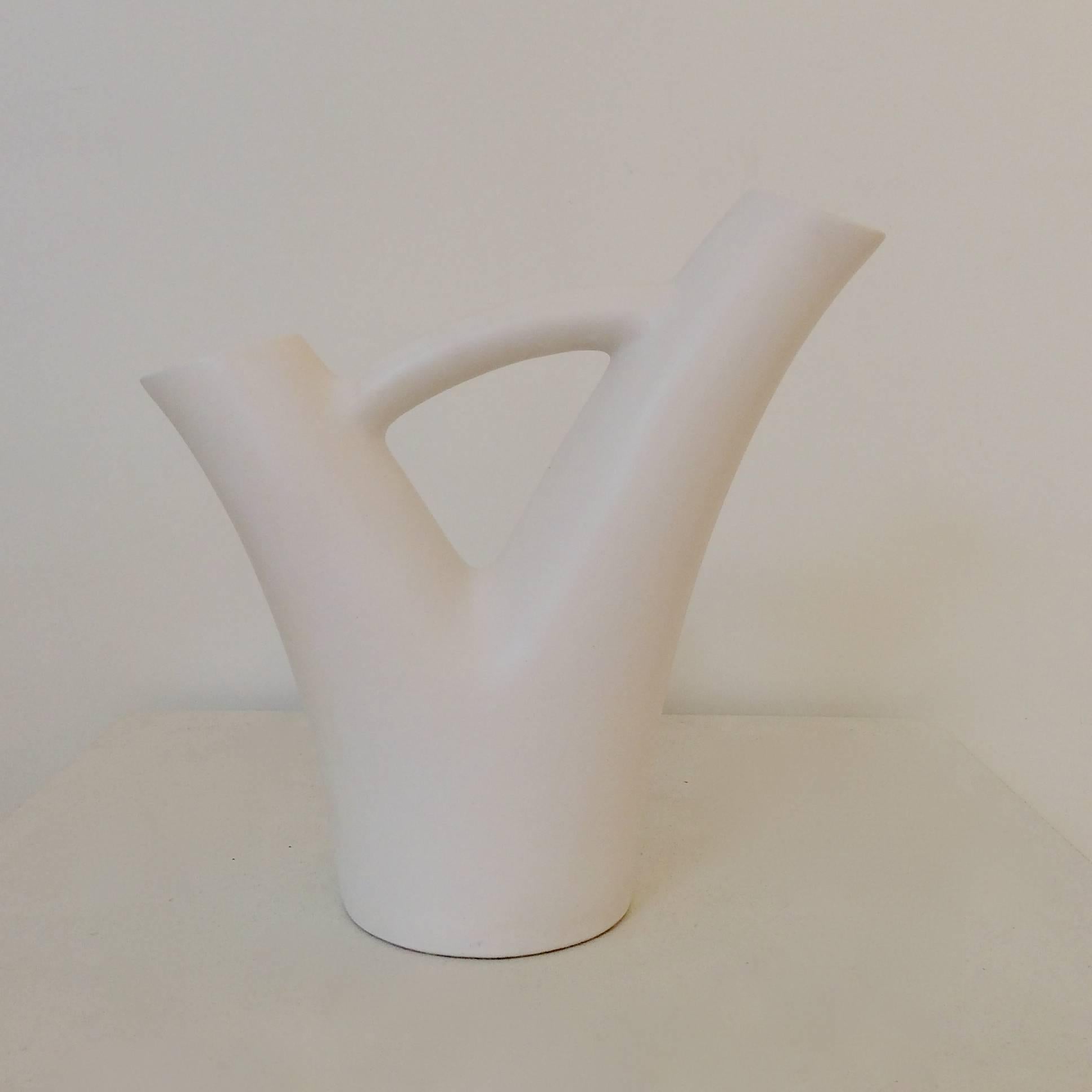 French André Baud White Glazed Ceramic, circa 1950, France