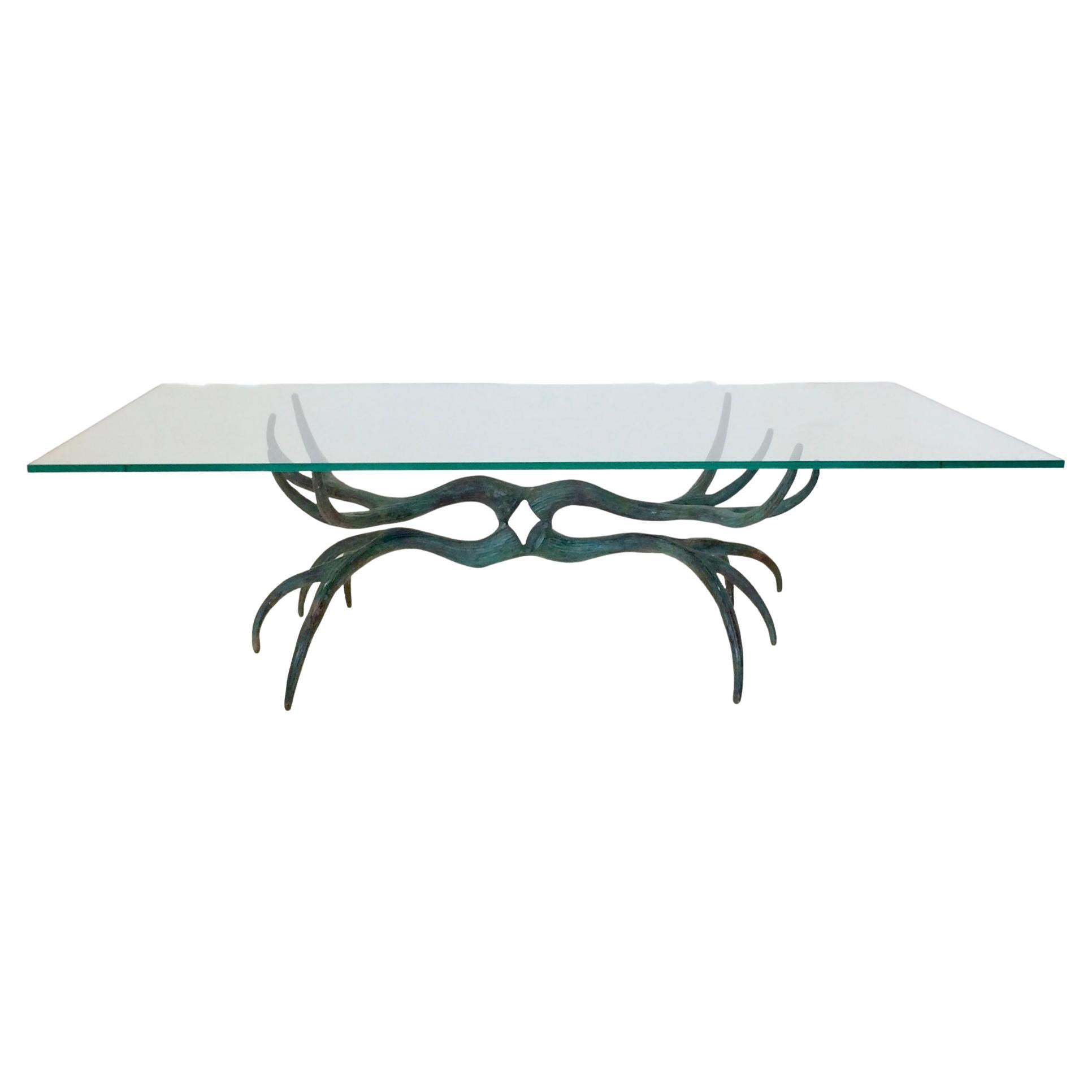 Sculptural Patinated Bronze Coffee Table, circa 1970, France