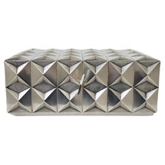 Diamond Point Silver Plated Metal Box, Unique C. 1970s, France