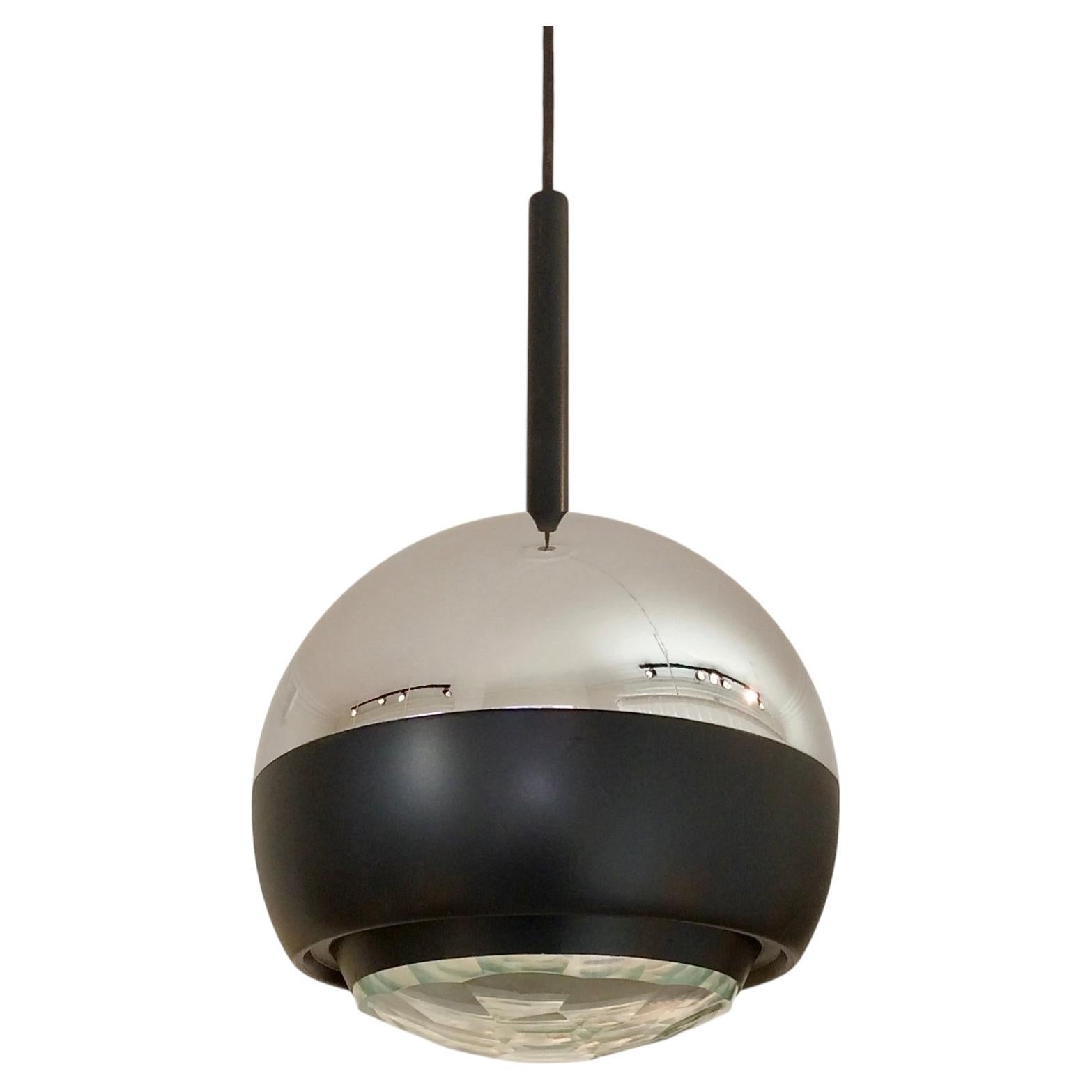 Stilnovo Glass and Metal Pendant Lamp Mod.1230, circa 1960, Italy