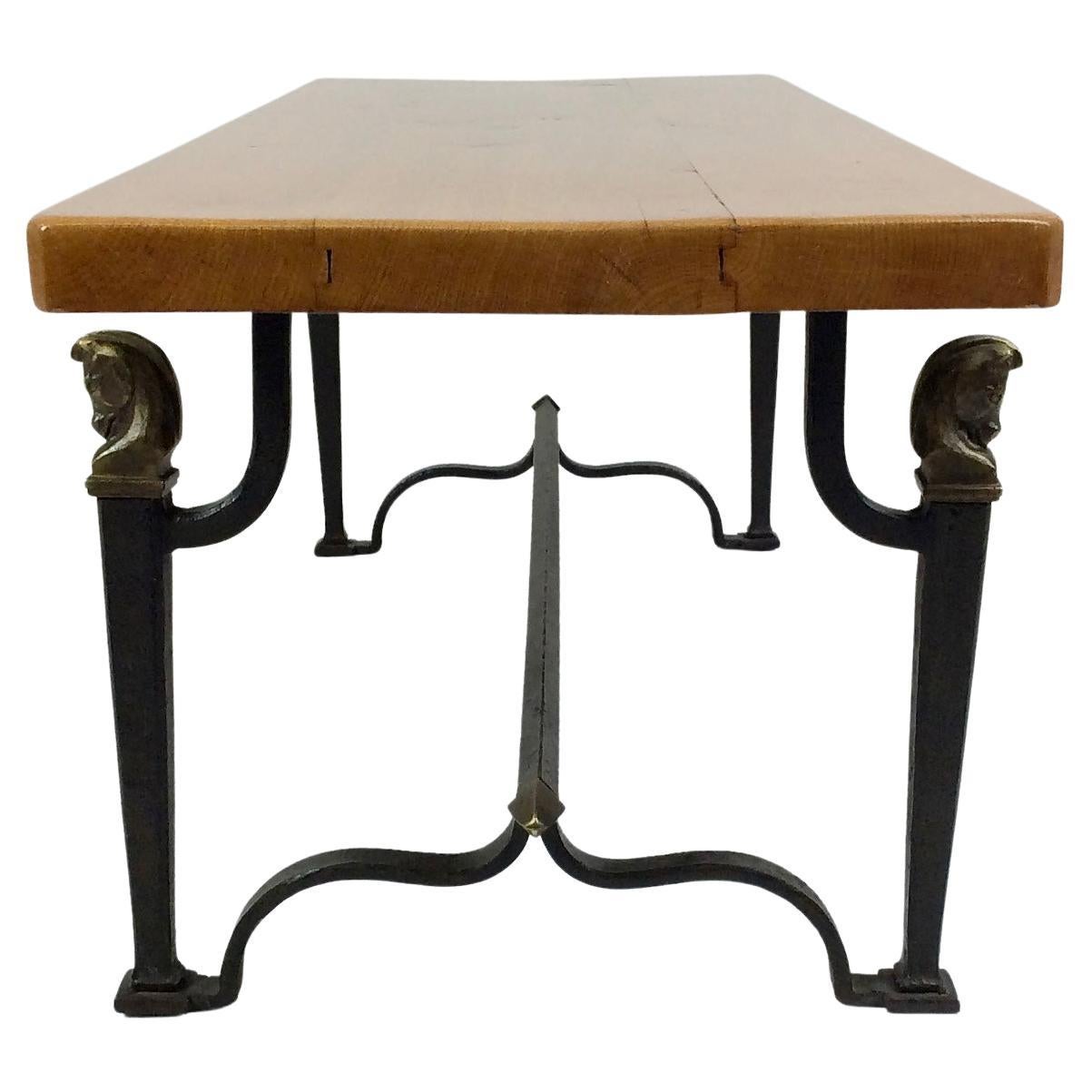 Oak and Wrought Iron Coffee Table, circa 1940, France