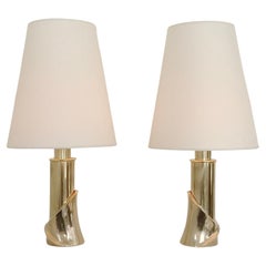 Pair of Brass Table Lamps, circa 1970, Italy