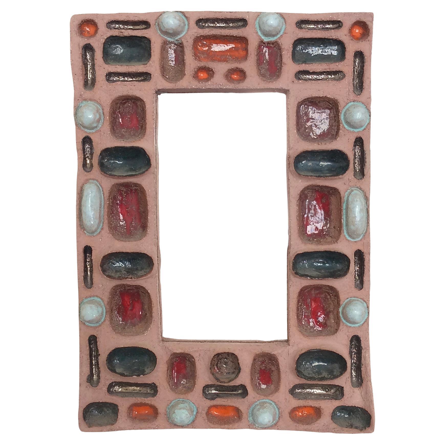 Ceramic Mirror With Colored Abstract Composition circa 1960, France For Sale