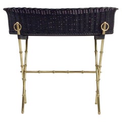 Jacques Adnet Brass and Wicker Jardiniere, circa 1960, France