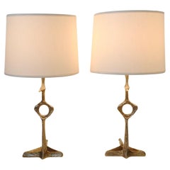 Coppia di lampade da tavolo in bronzo, 1960 circa, Francia