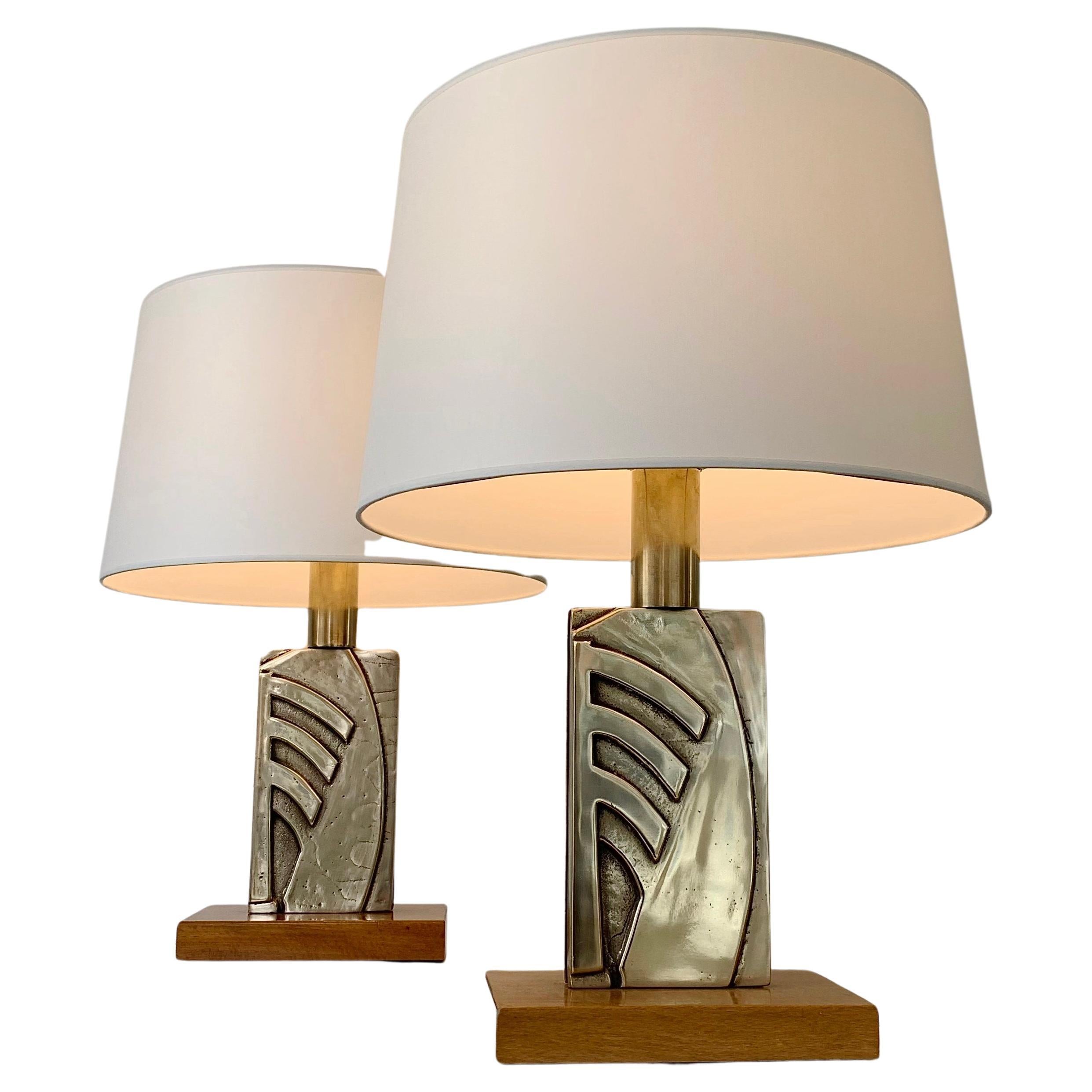 Pair of Mid-Century Bronze Table Lamps, circa 1970, Italy For Sale