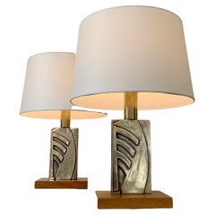 Vintage Pair of Mid-Century Bronze Table Lamps, circa 1970, Italy