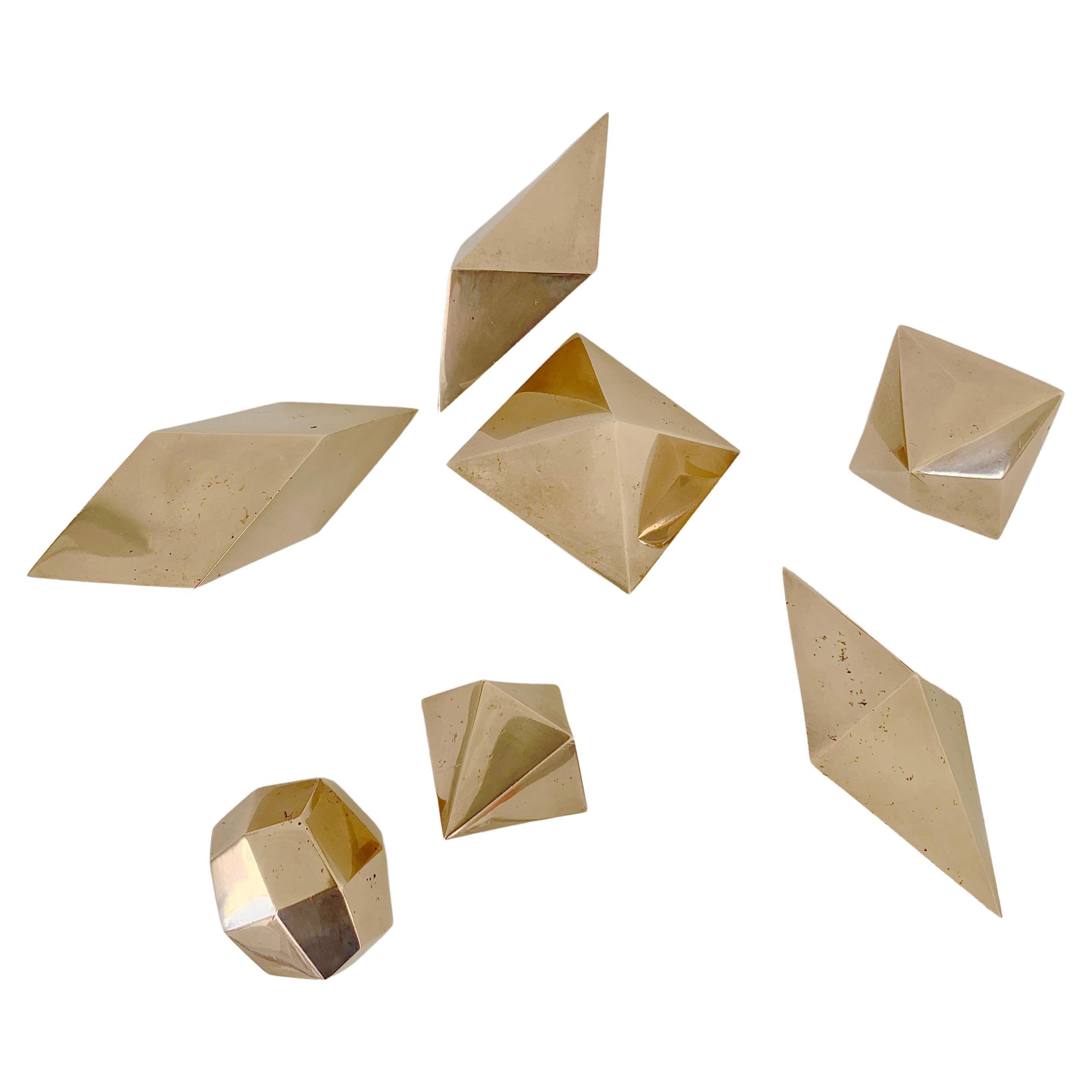 Gold Bronze Decorative Geometrical Forms, circa 1960, France. For Sale