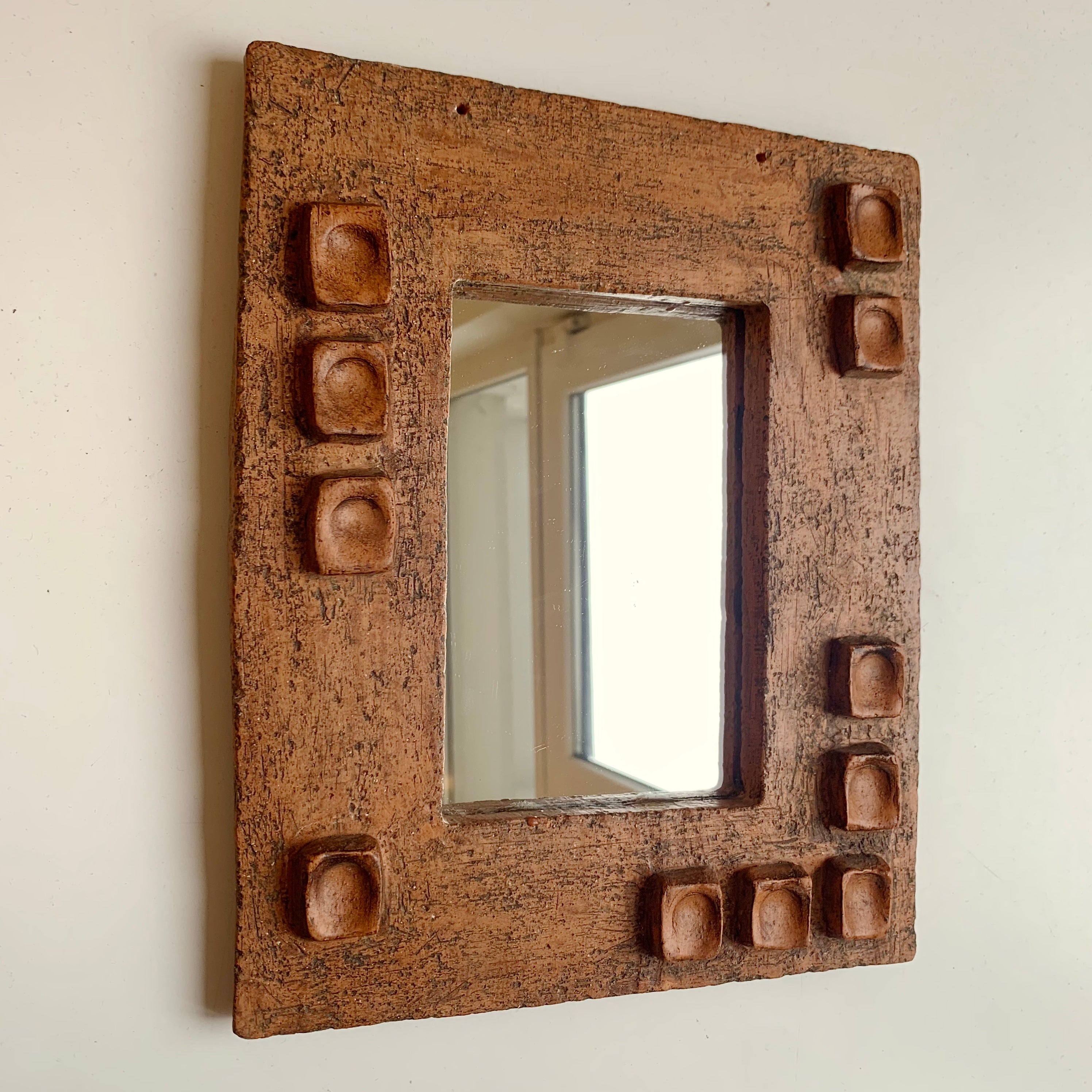 Ceramic Mirror With Abstract Composition circa 1950, France. For Sale