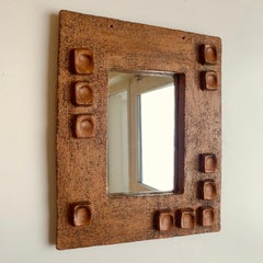 Vintage Ceramic Mirror With Abstract Composition circa 1950, France.
