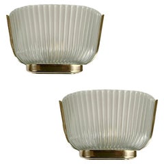 Seguso Archimede Pair of Murano Glass Sconces, circa 1940, Italy.