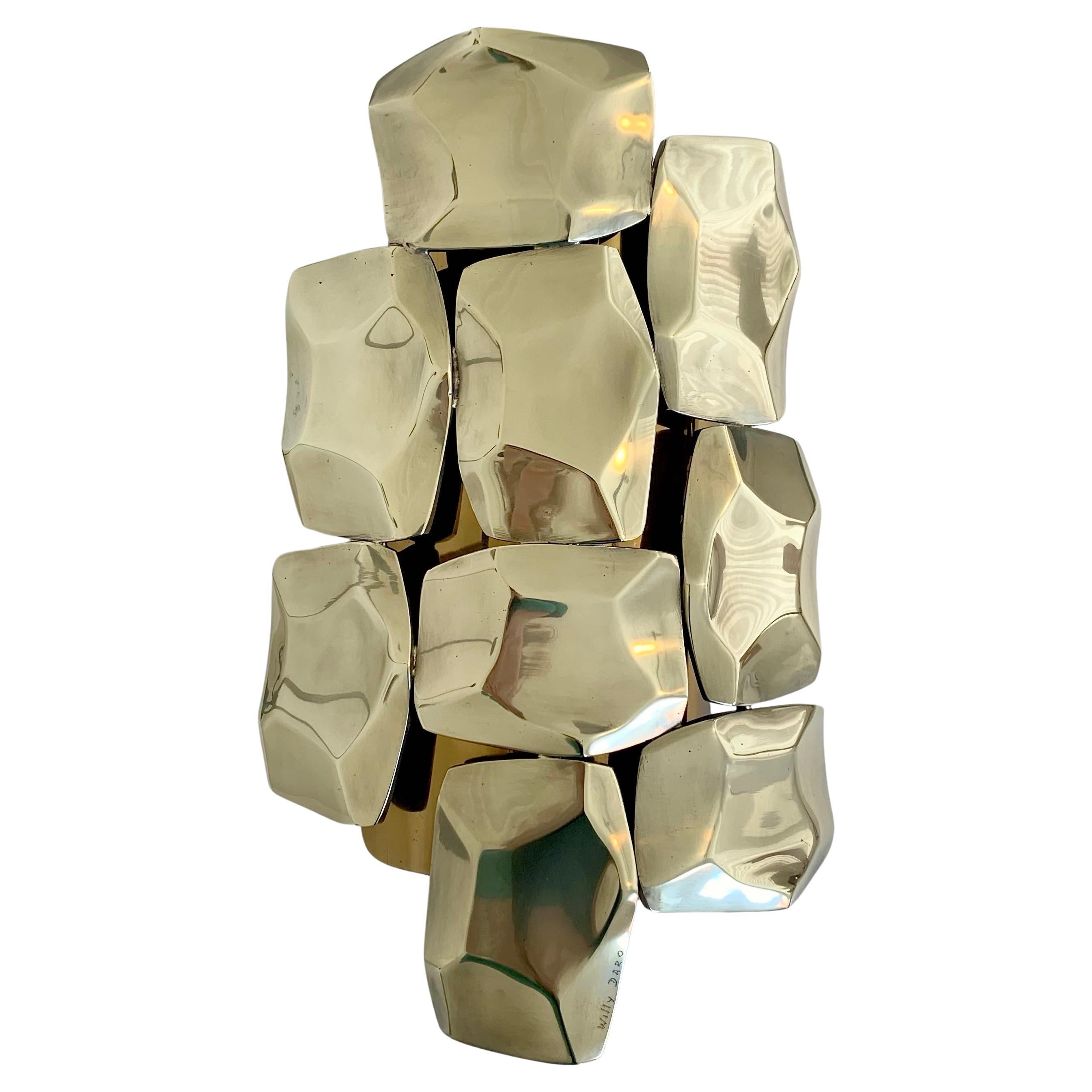 Daro Signed Rare Brass Sconce, circa 1970, Belgium. For Sale