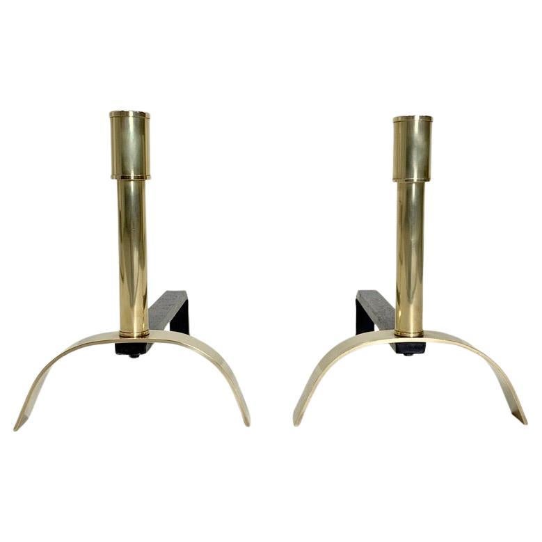 Coppia di candelabri in ottone di Giovanni Banci, 1970 circa, Italia. in vendita