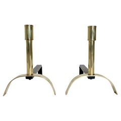 Ein Paar Messing-Andirons von Giovanni Banci, um 1970, Italien.